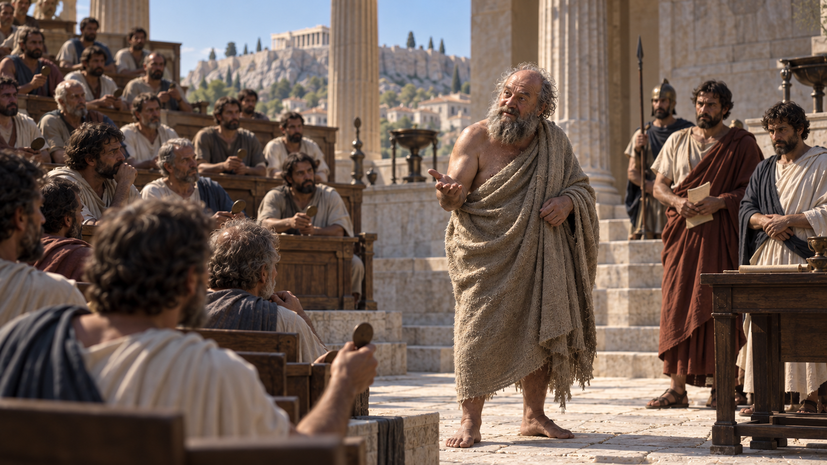 Socrates debating citizens in Athens